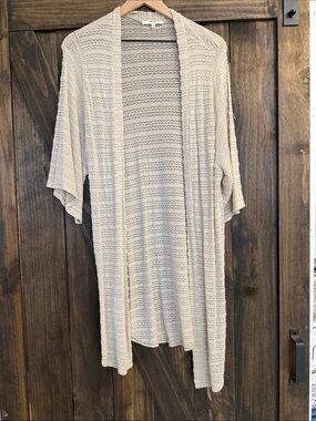 Andree Light Beige Open-Front Knit Duster